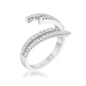 1.12Ct Delicate Rhodium Plated CZ Wrap Ring