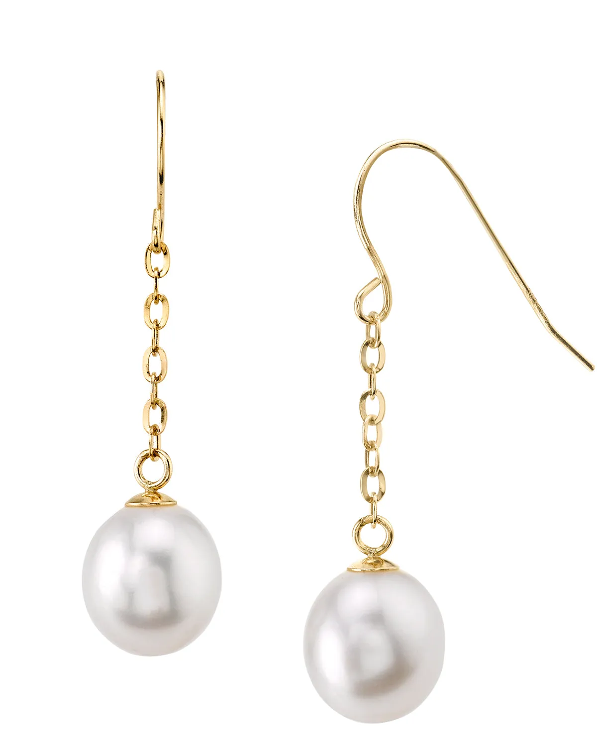 14K Gold Drop-Shape Freshwater Pearl Beau Tincup Earrings