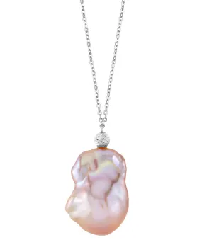 15mm Pink Freshwater Baroque Pearl Solitaire Designer Pendant