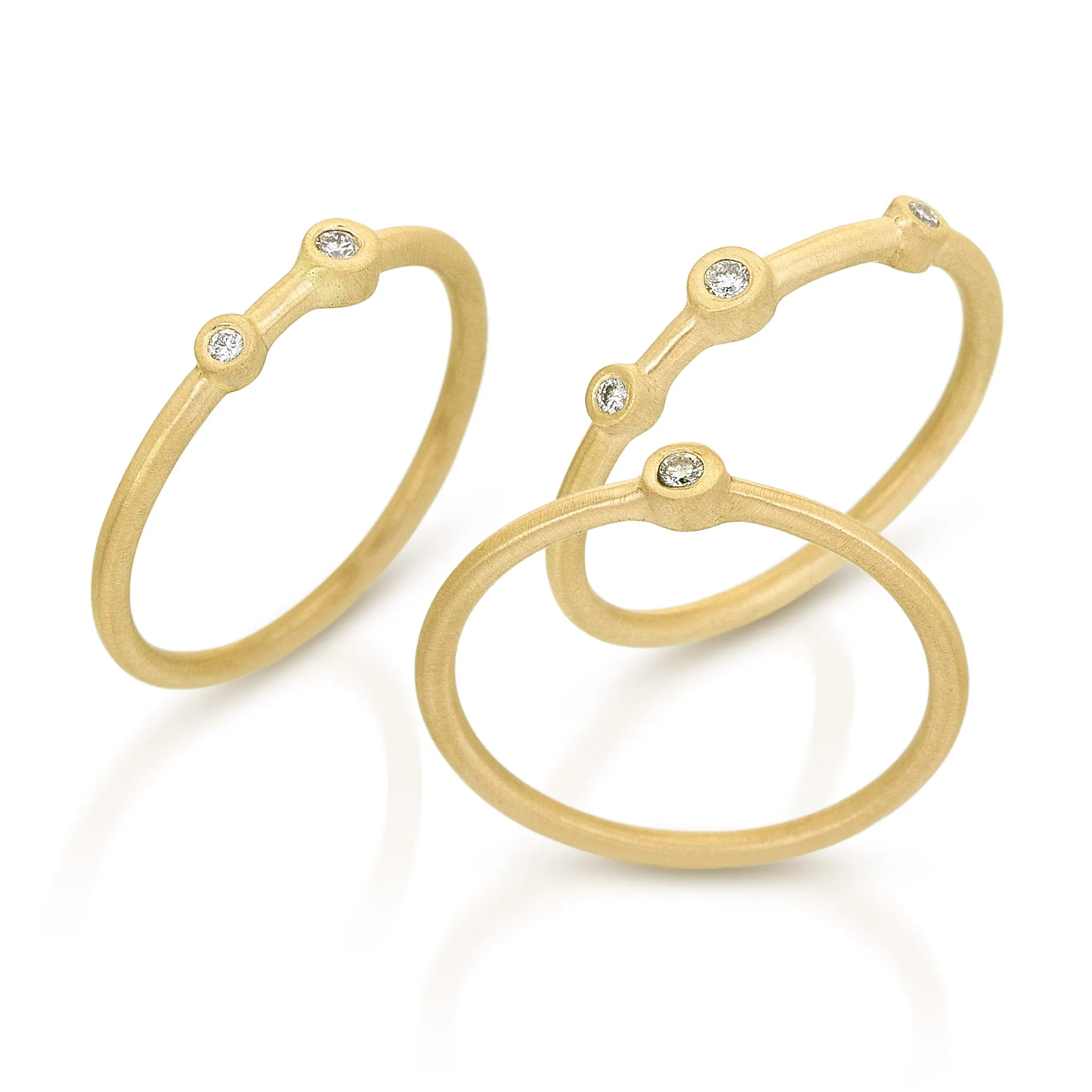 18k Yellow Gold Diamond Stacking Rings