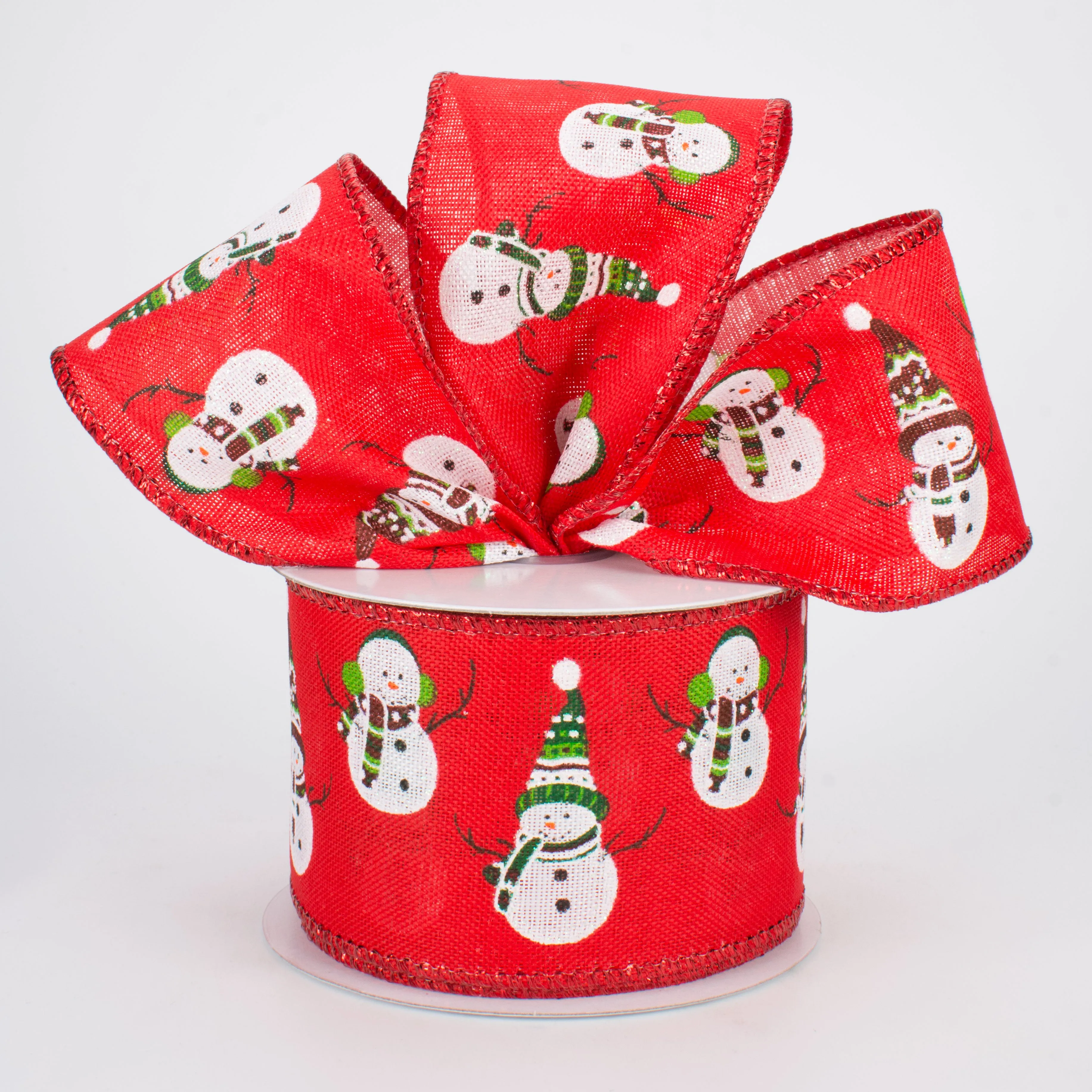 2.5" Snowman Friends Ribbon: Red (10 Yards)