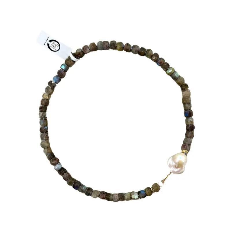 501-07-G | LABRADORITE STONES W/ STONE PEARL NECKLACE