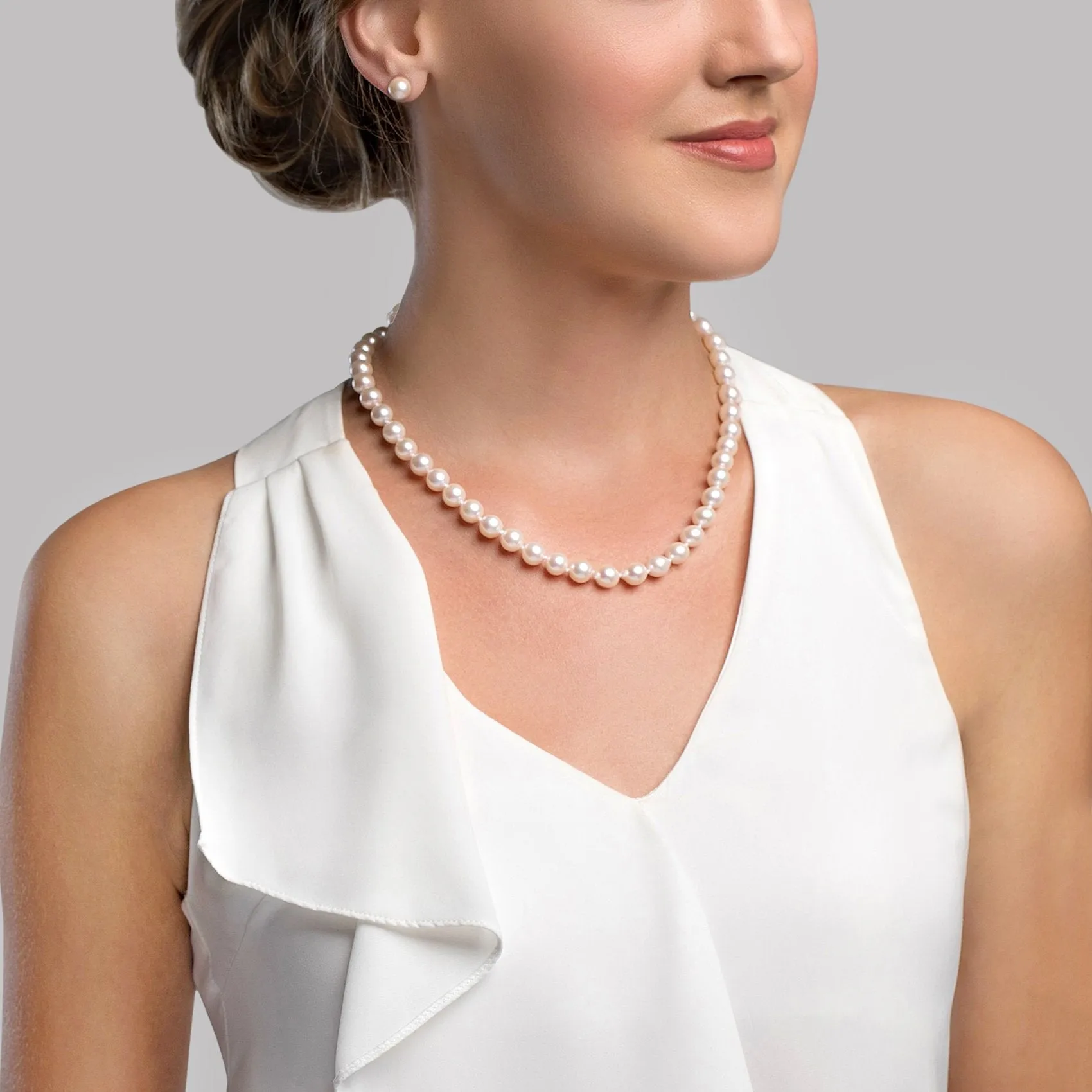 8.0-8.5mm White Freshwater Pearl Necklace - AAA Quality