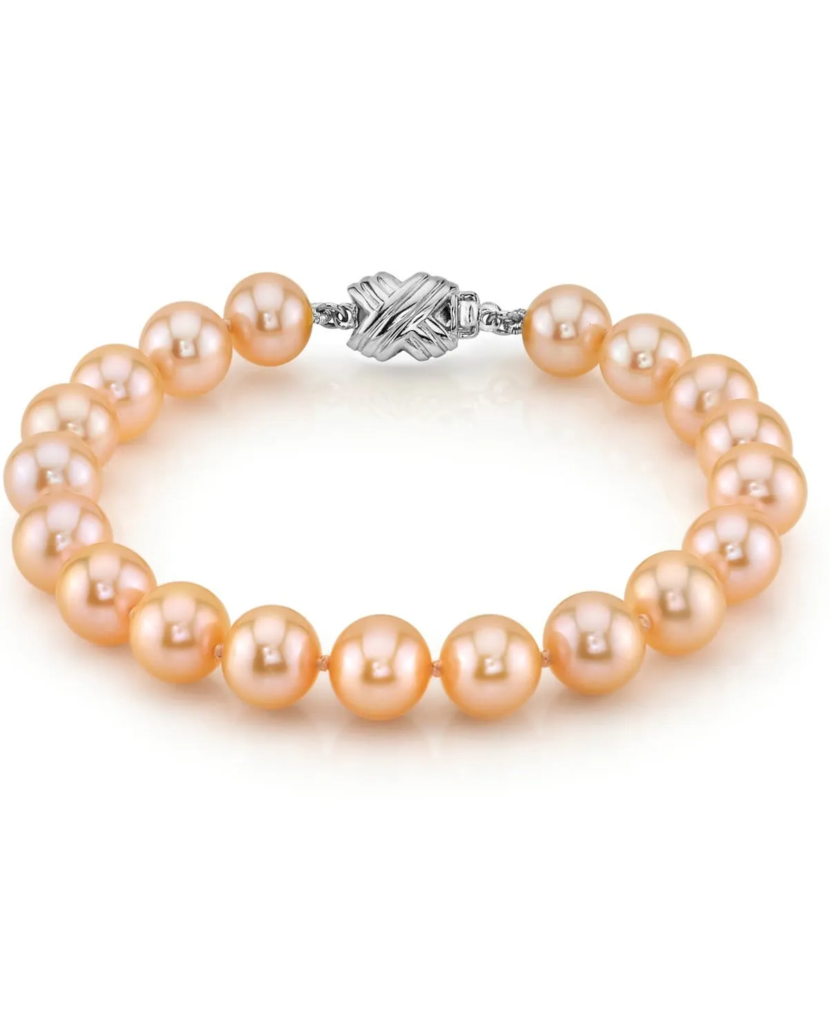 8.5-9.5mm Peach Freshwater Pearl Bracelet - AAA Quality