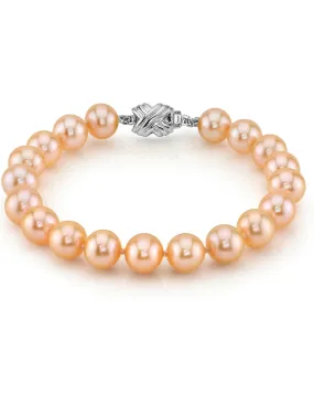 8.5-9.5mm Peach Freshwater Pearl Bracelet - AAA Quality