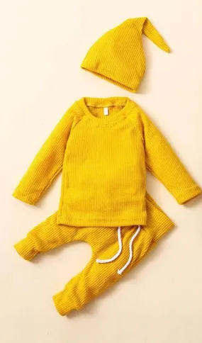 Autumn Winter Newborn Baby 3pcs Clothing sets Long Sleeve Yarn Knitted Sweater Pants Hats Baby Girls and Boys Clothes 19986916