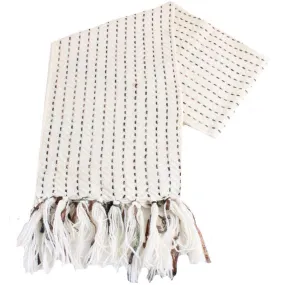 Bassin and Brown West Broken Striped Wool Scarf - Beige/Brown