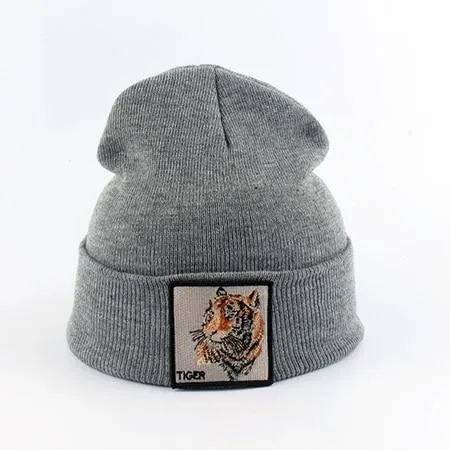 Beanie Wolf Embroidery Winter Hats Knitted Beanies For Women