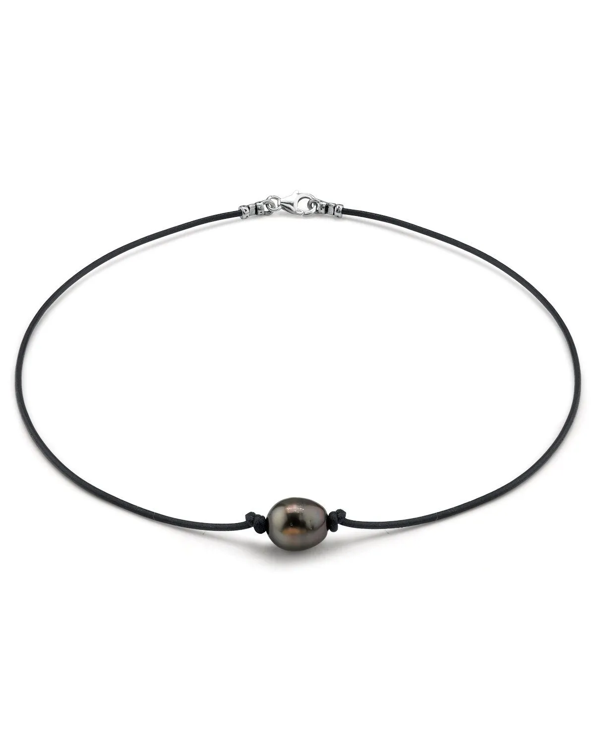 Black Tahitian Baroque Pearl on Leather Necklace