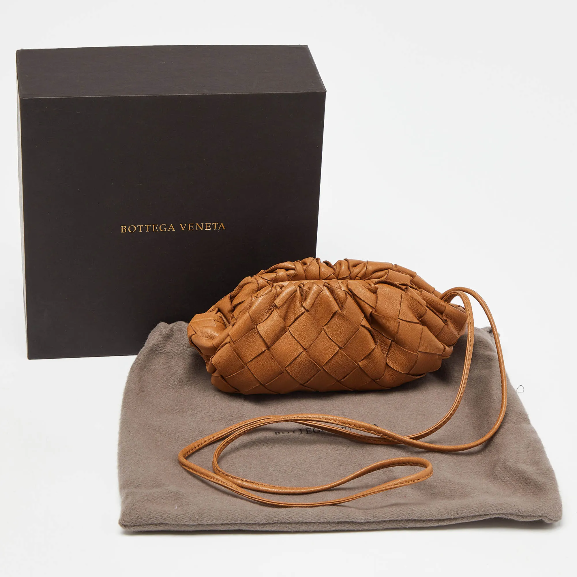 BOTTEGA VENETA Brown Leather The Pouch Coin Purse