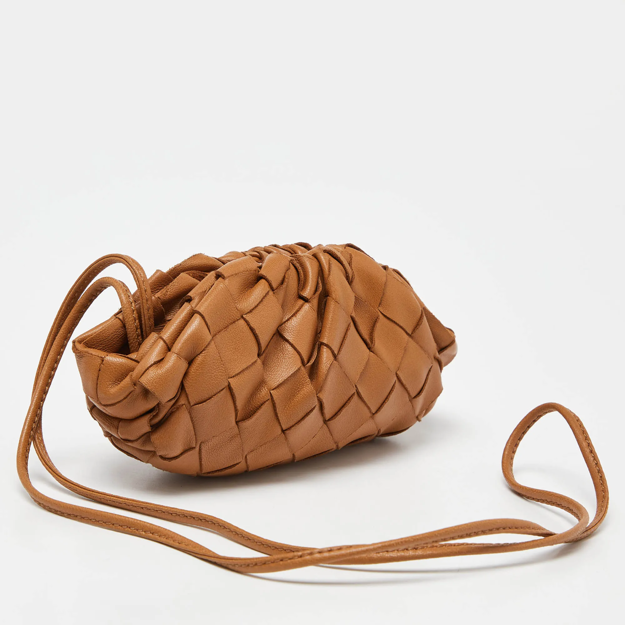 BOTTEGA VENETA Brown Leather The Pouch Coin Purse