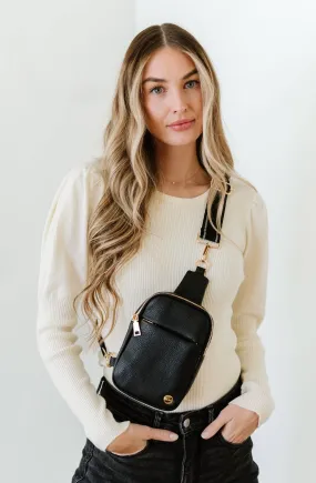 Bridget Sling Belt Bag: Black