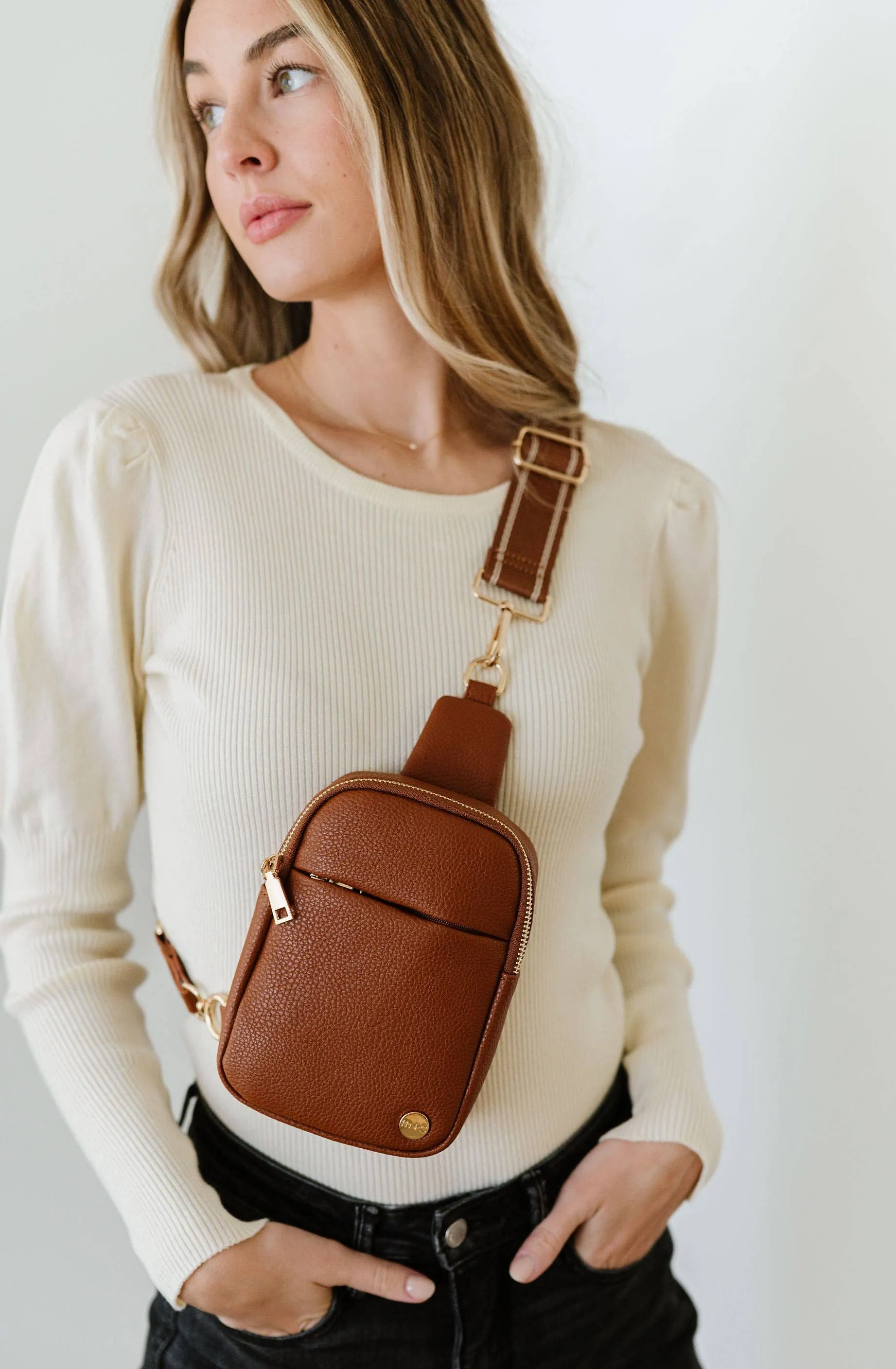 Bridget Sling Belt Bag: Camel