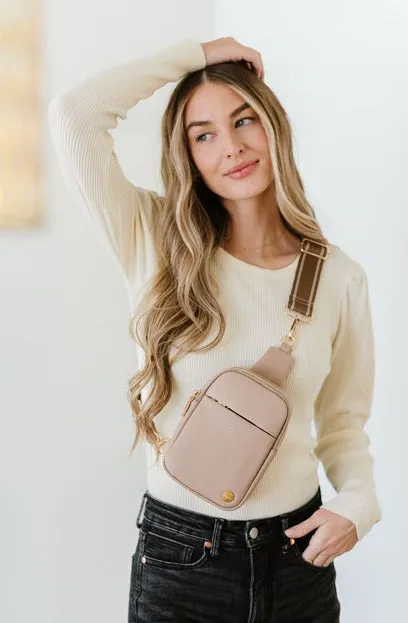 Bridget Sling Belt Bag: Taupe