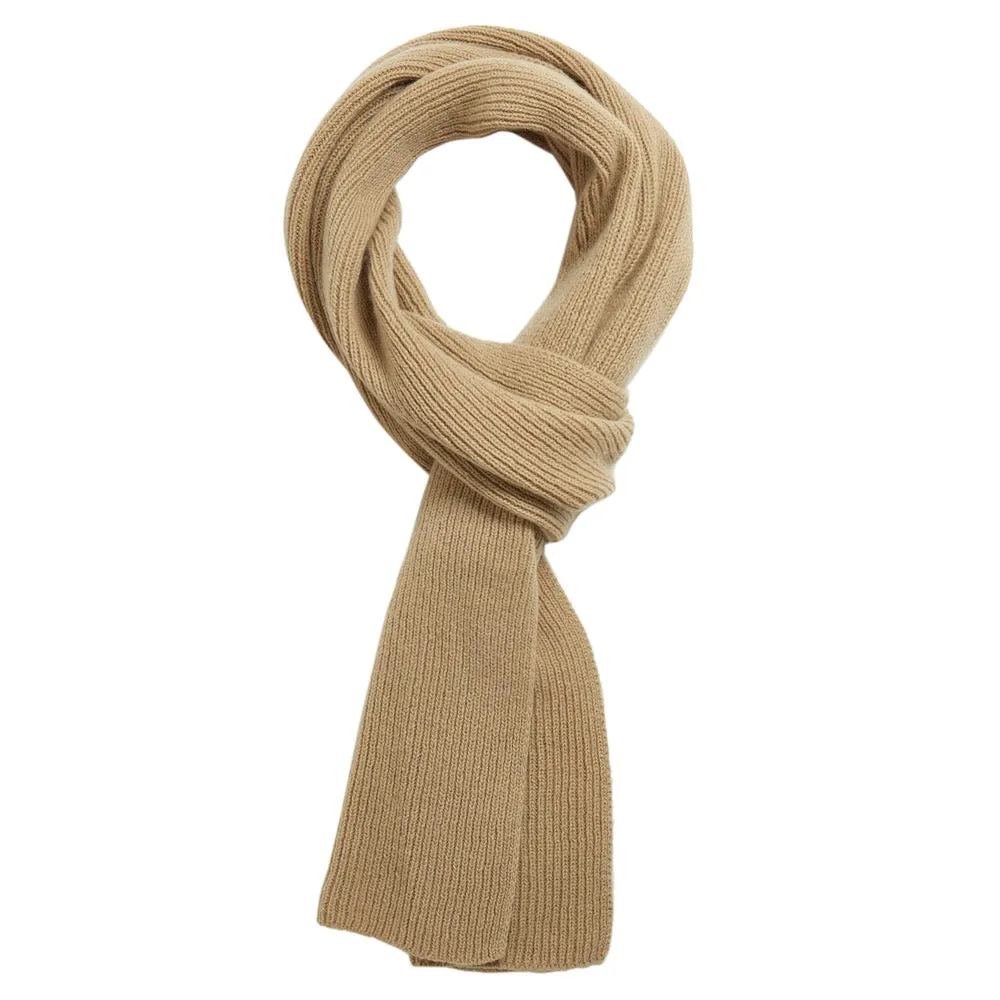 Camel Ribbed Cashmere Scarf