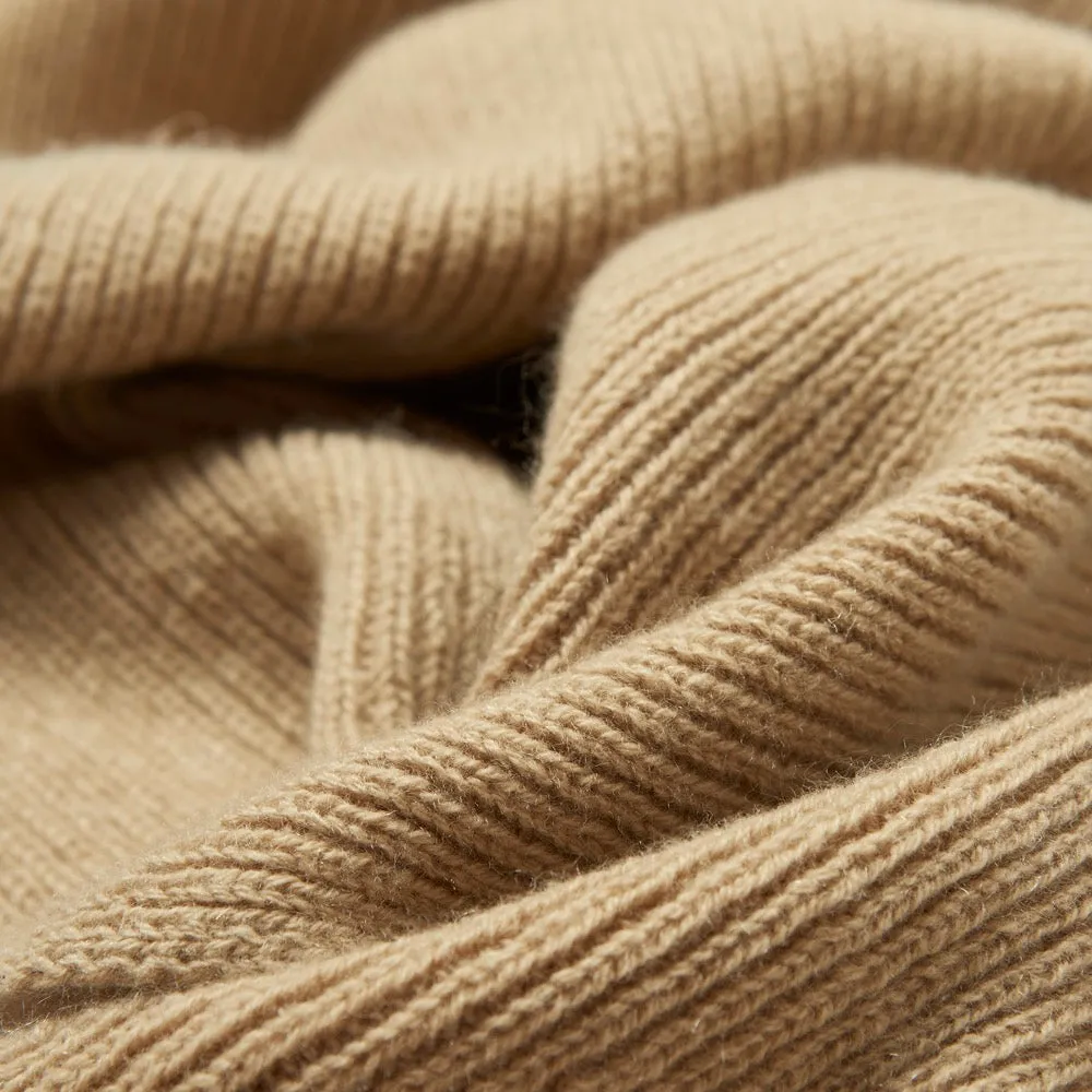 Camel Ribbed Cashmere Scarf