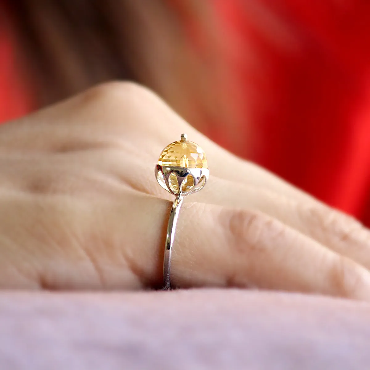 Carved Delicate Citrine Fine Ring