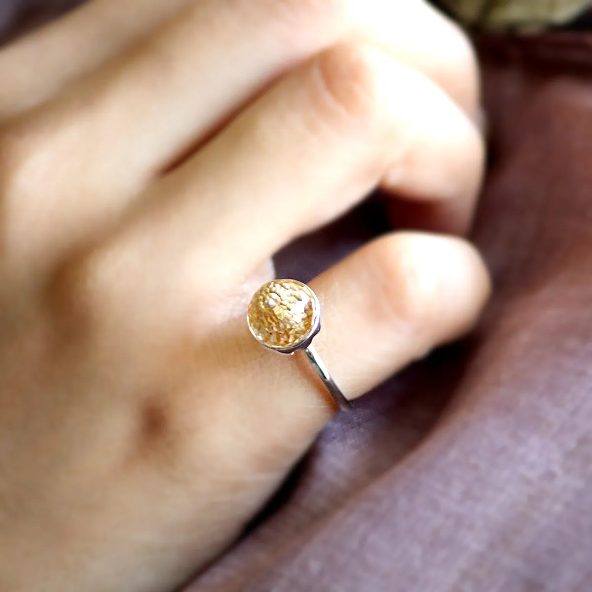 Carved Delicate Citrine Fine Ring