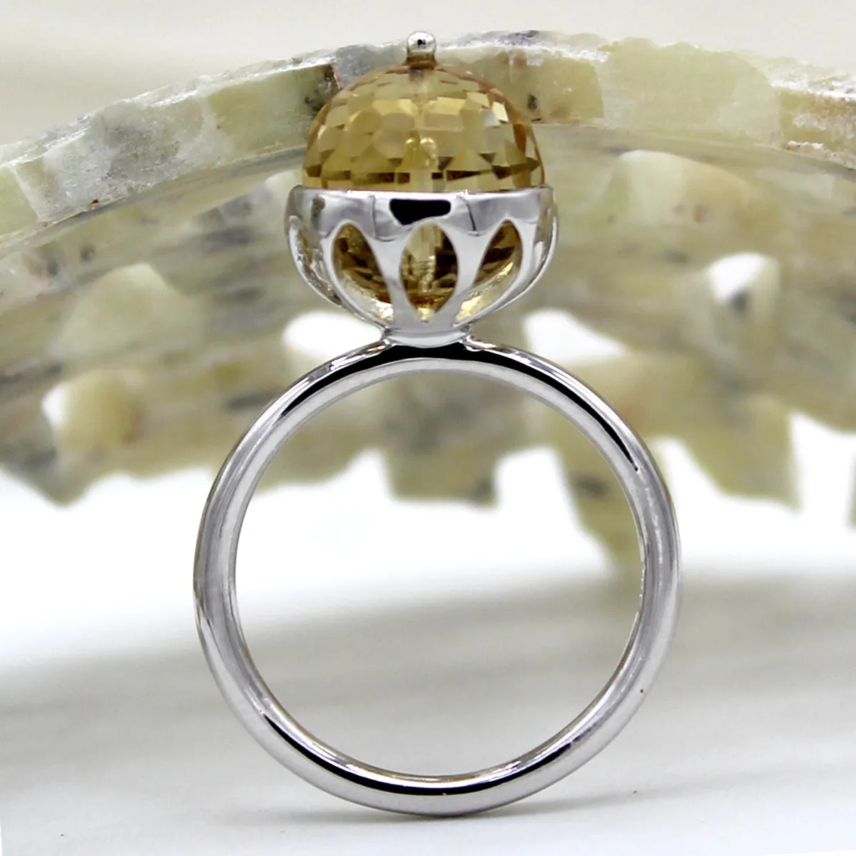 Carved Delicate Citrine Fine Ring