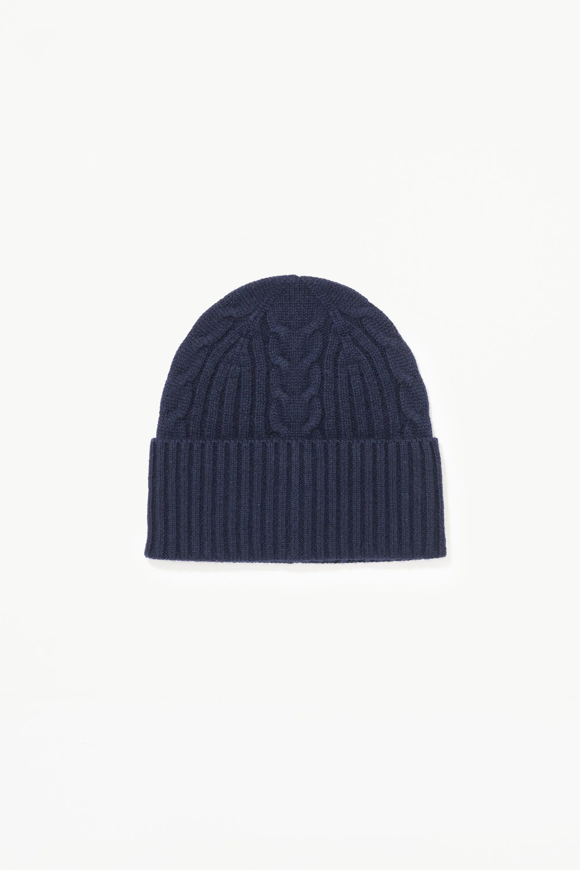 Cashmere Cable Beanie - Dark Navy