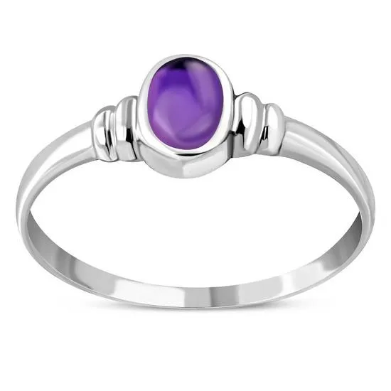 Delicate Amethyst Stone Sterling Silver Ring