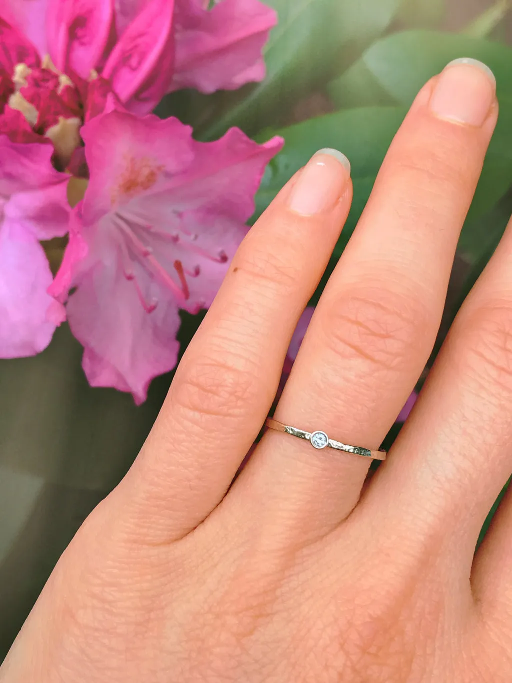 Delicate Diamond Solitaire Stacking Rings