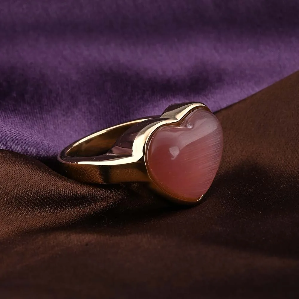 Delicate Pink Stone Heart Ring