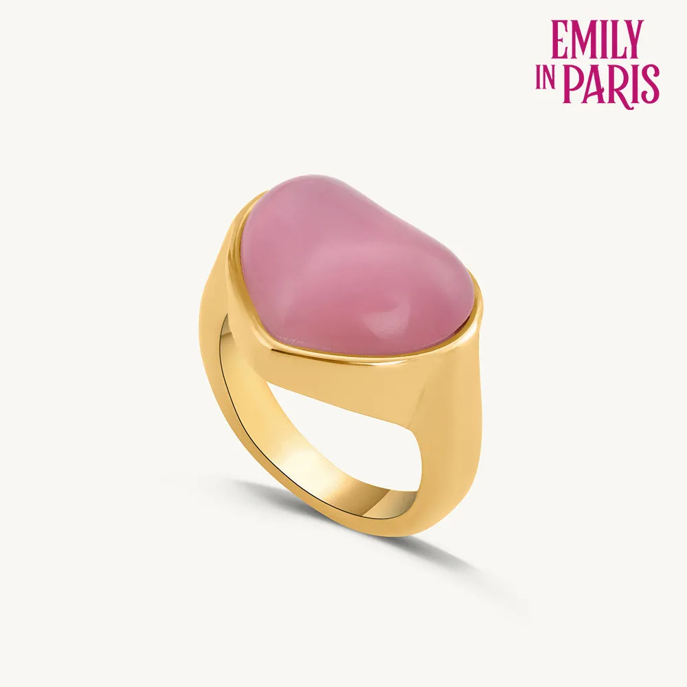 Delicate Pink Stone Heart Ring