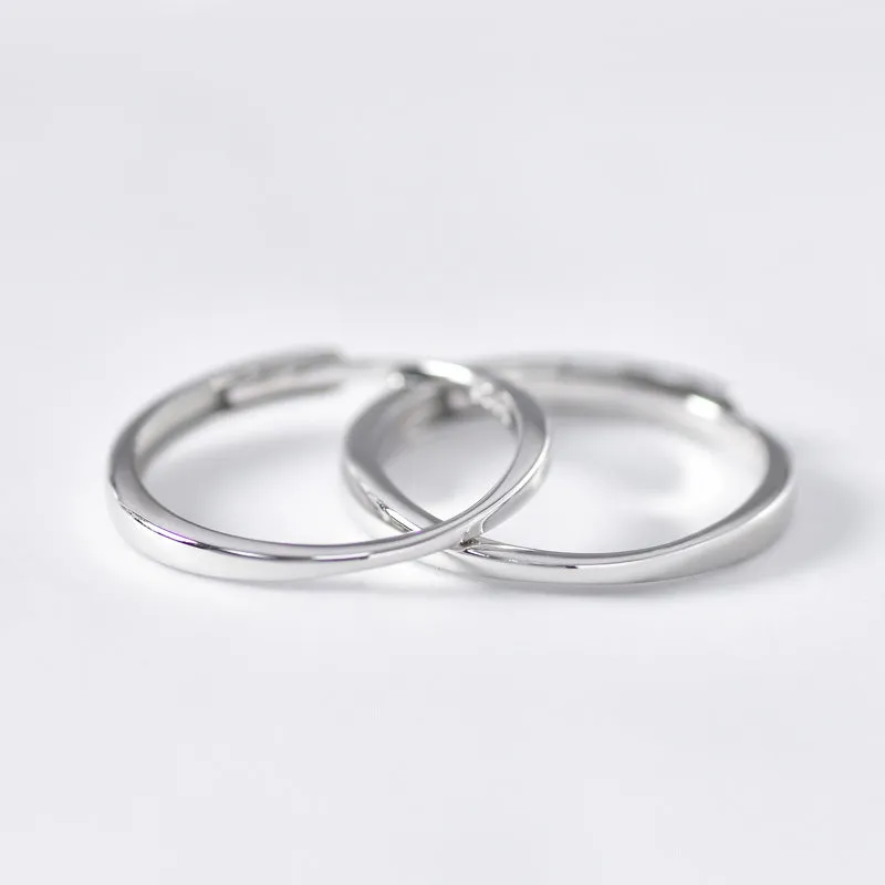 Delicate Thinning Slim Silver Couple Ring for Women