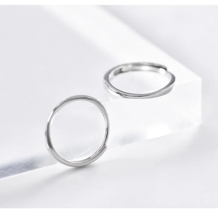 Delicate Thinning Slim Silver Couple Ring for Women