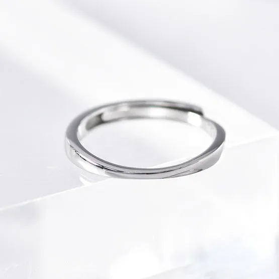 Delicate Thinning Slim Silver Couple Ring for Women