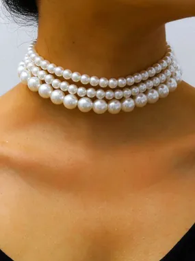 Elegant Imitation Pearl Stitching Necklaces