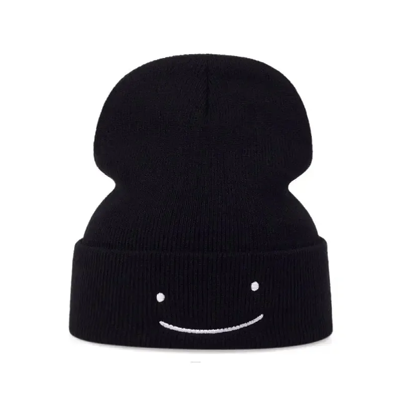 Embroidered Smiley Knitted Beanie