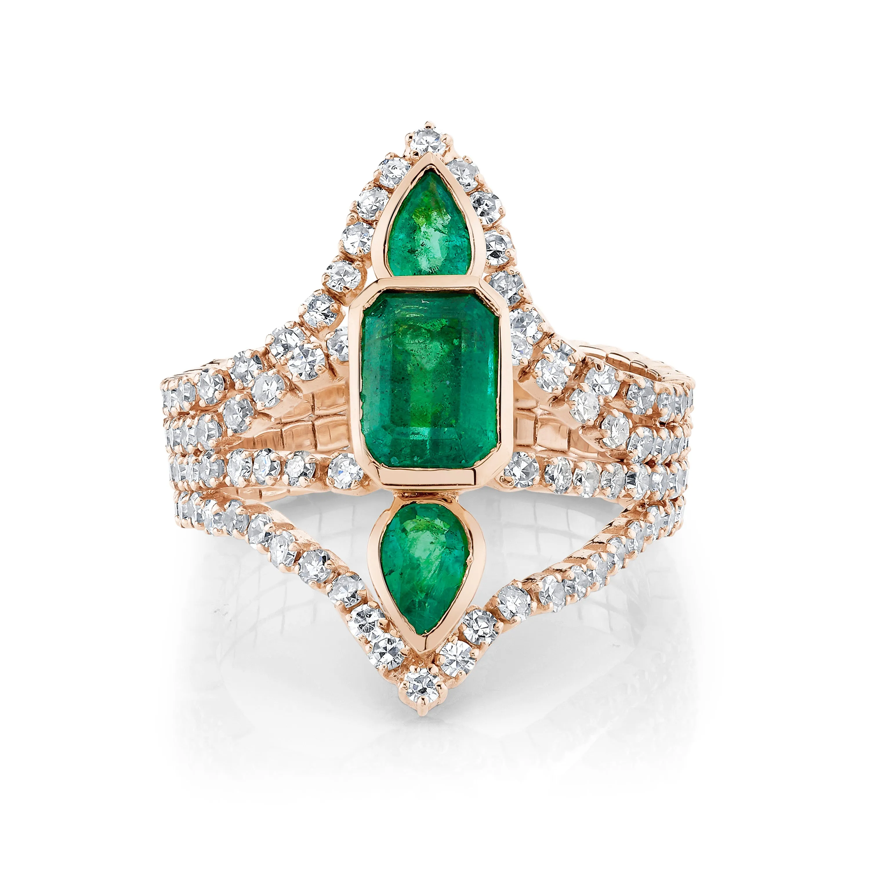 EMERALD DELICATE DECO STACKED THREAD RING