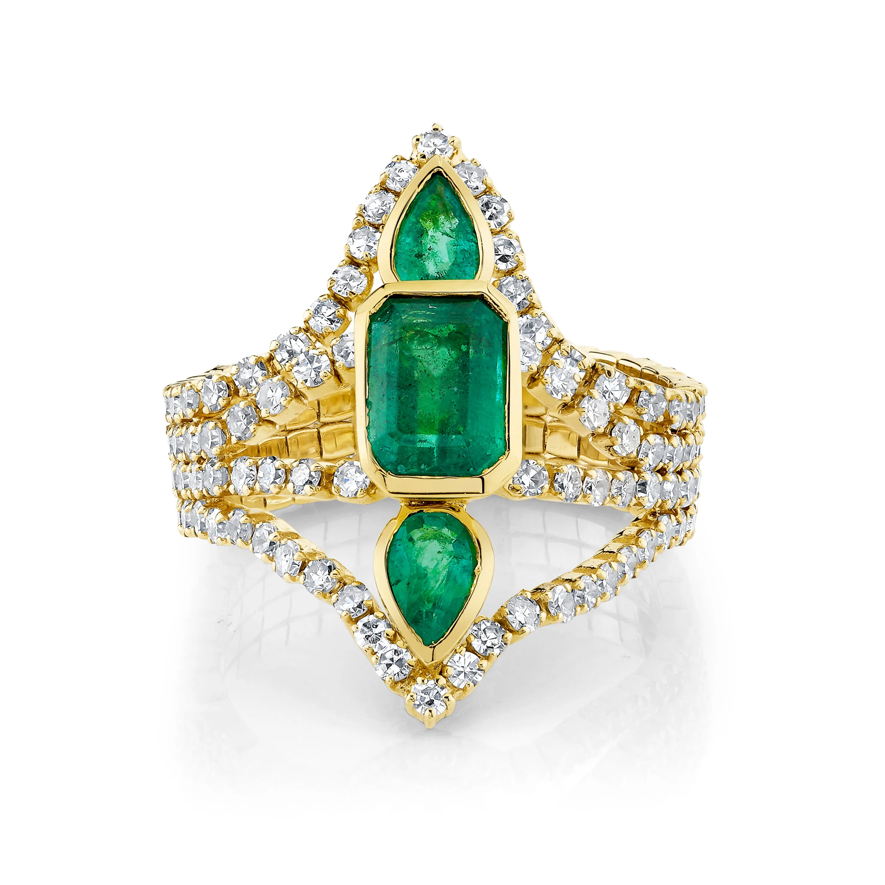 EMERALD DELICATE DECO STACKED THREAD RING