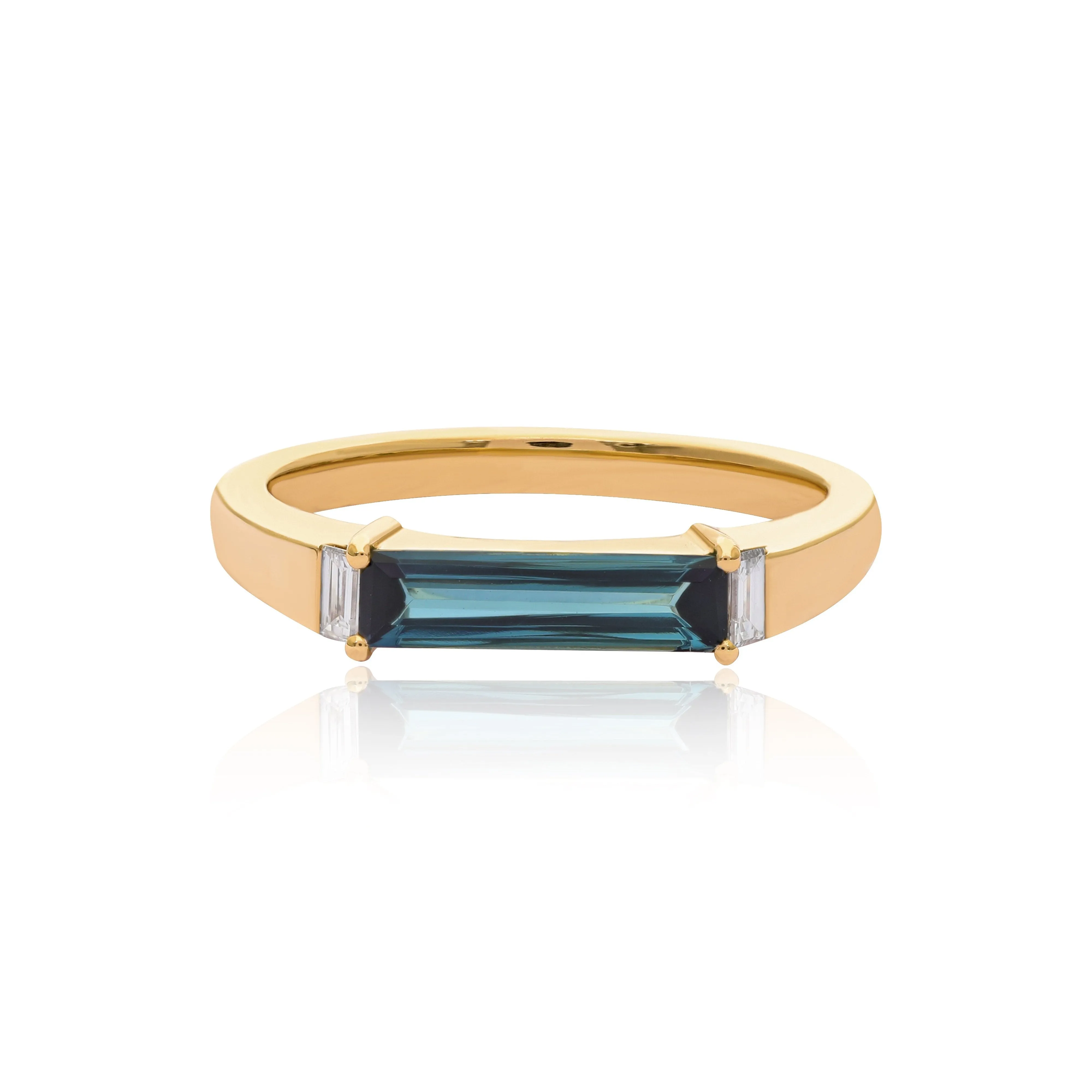 Ethereal Minimalist Blue Tourmaline 14k Gold Ring