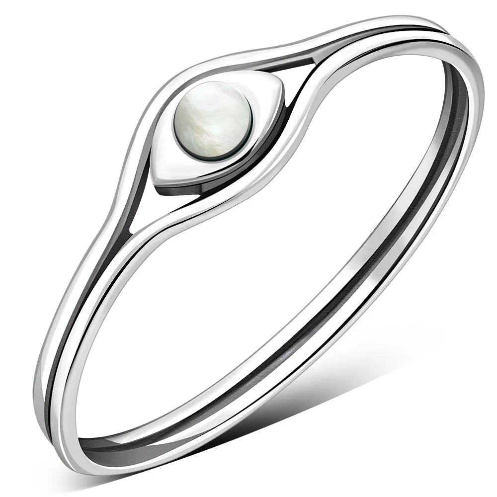 Evil Eye Mother of Pearl Silver Ring