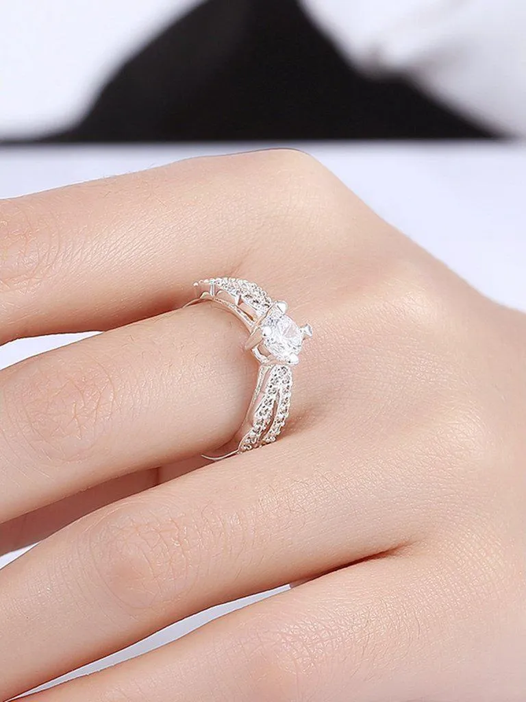 Faux Diamond Decorated Delicate Ring