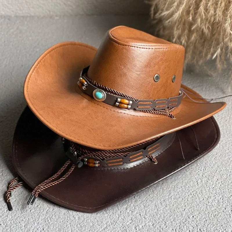 Faux Leather Western Cowboy Hats - UNISEX