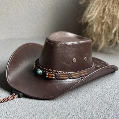 Faux Leather Western Cowboy Hats - UNISEX