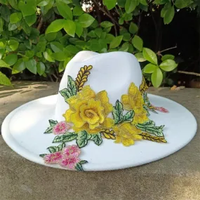 Fedora hats 3D embroidered flowers Fedora men and women hats Jazz hats Women's hats