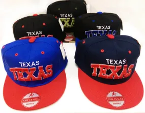 flat bill snap back hat texas Case of 24