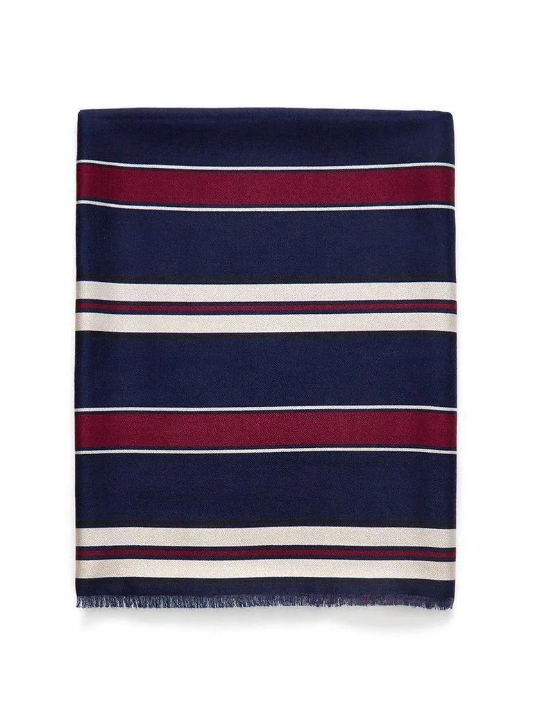 Frayed Trim Striped Scarf