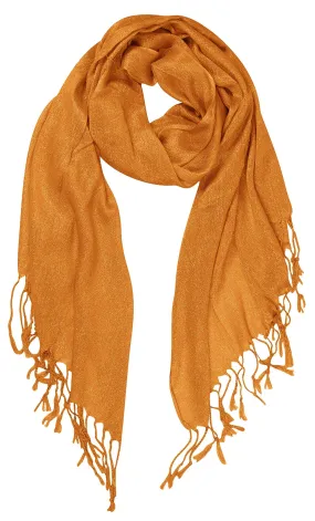 Gold Peach Couture Beautiful Princess Shimmer Sparkle Lightweight Sheer Fringe Scarf