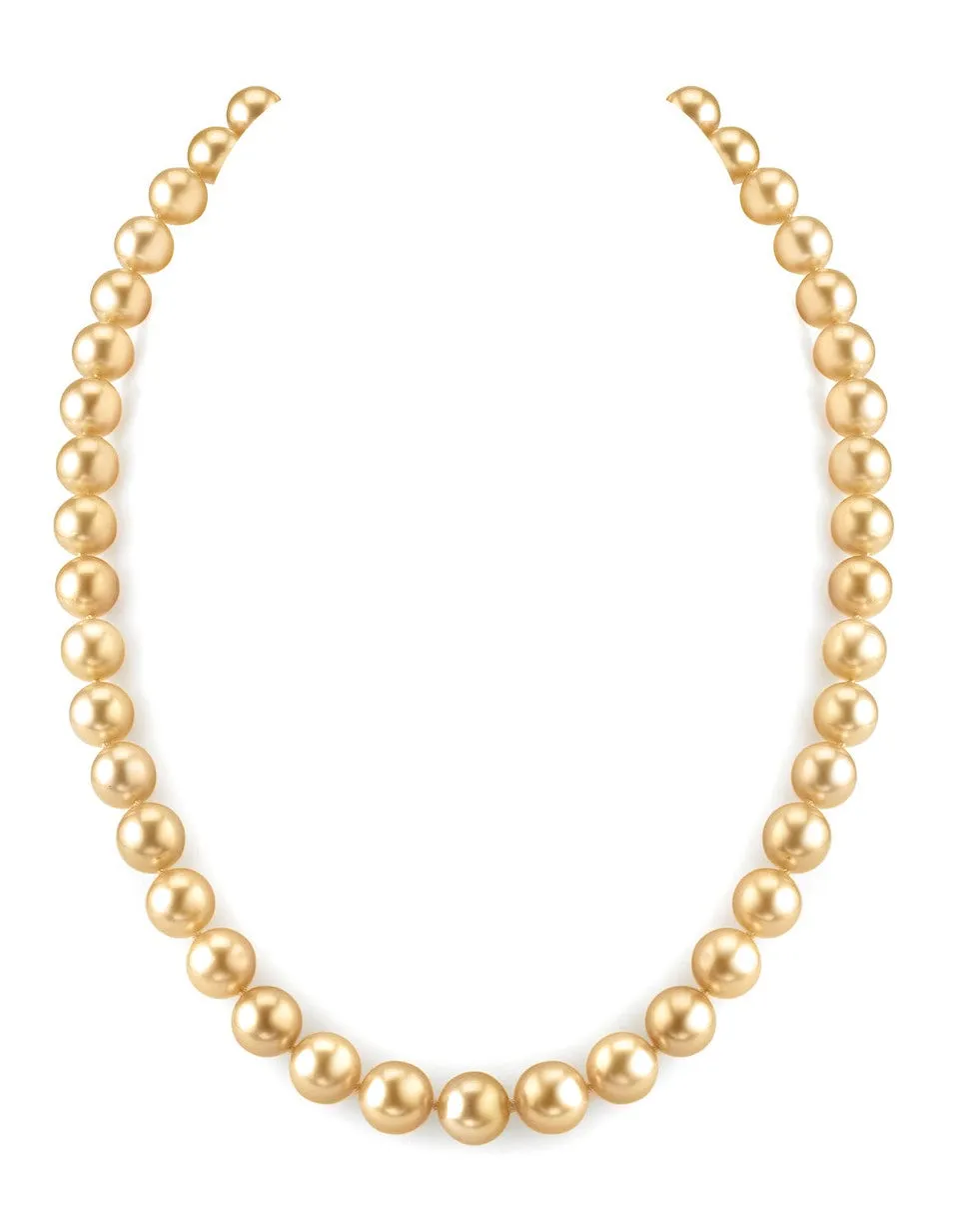 Golden South Sea Pearl Necklace, 8.0-10.0mm - AAA/AAAA Quality