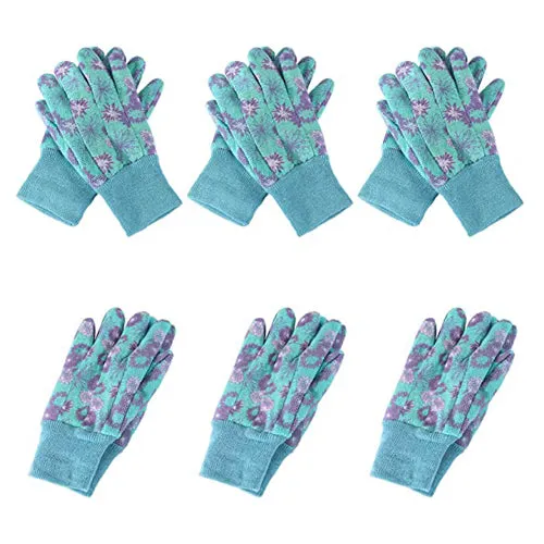 Handlandy Women Gardening Gloves Cotton Jersey PVC Floral Yard 5092（12/24 Pairs）