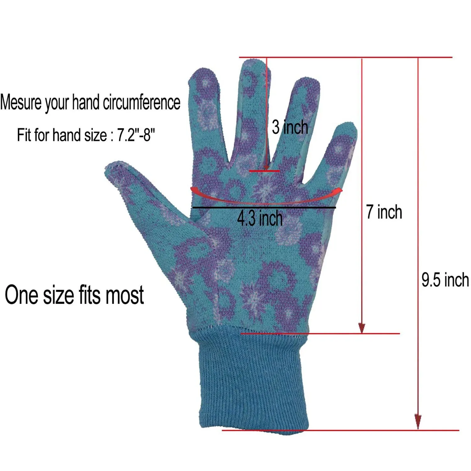 Handlandy Women Gardening Gloves Cotton Jersey PVC Floral Yard 5092（12/24 Pairs）