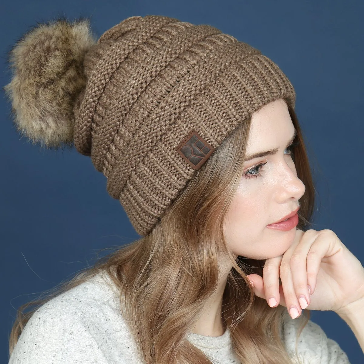 Knitted Pom Pom Beanie