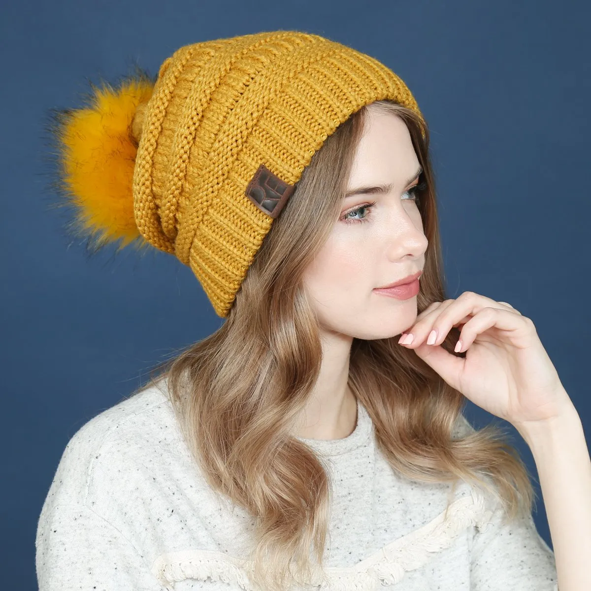 Knitted Pom Pom Beanie