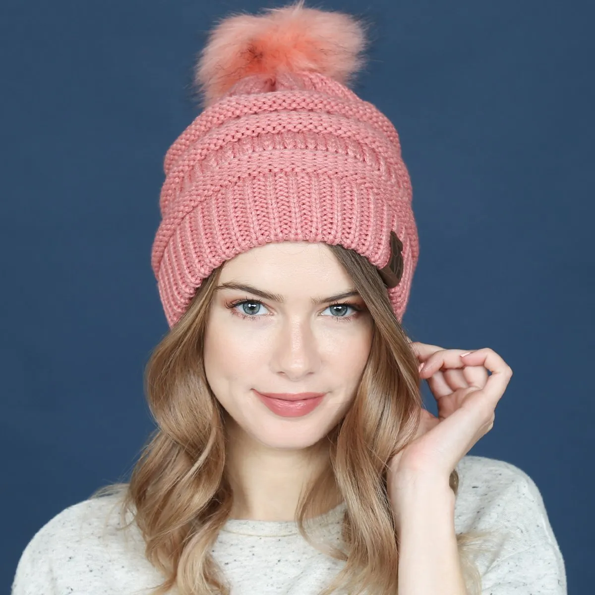 Knitted Pom Pom Beanie